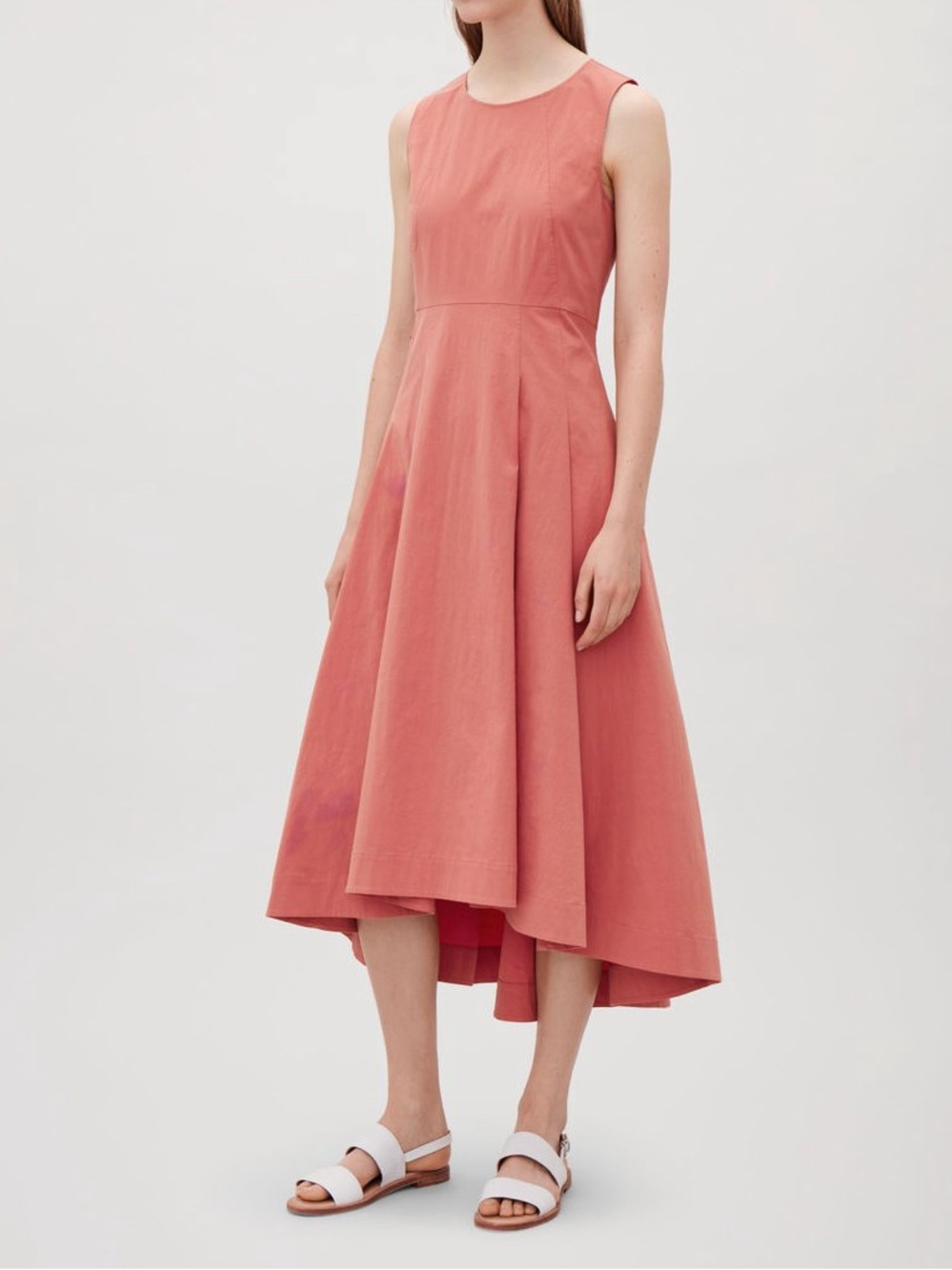 COS Waisted Dress with Pleats in Pink Sz: EU 38